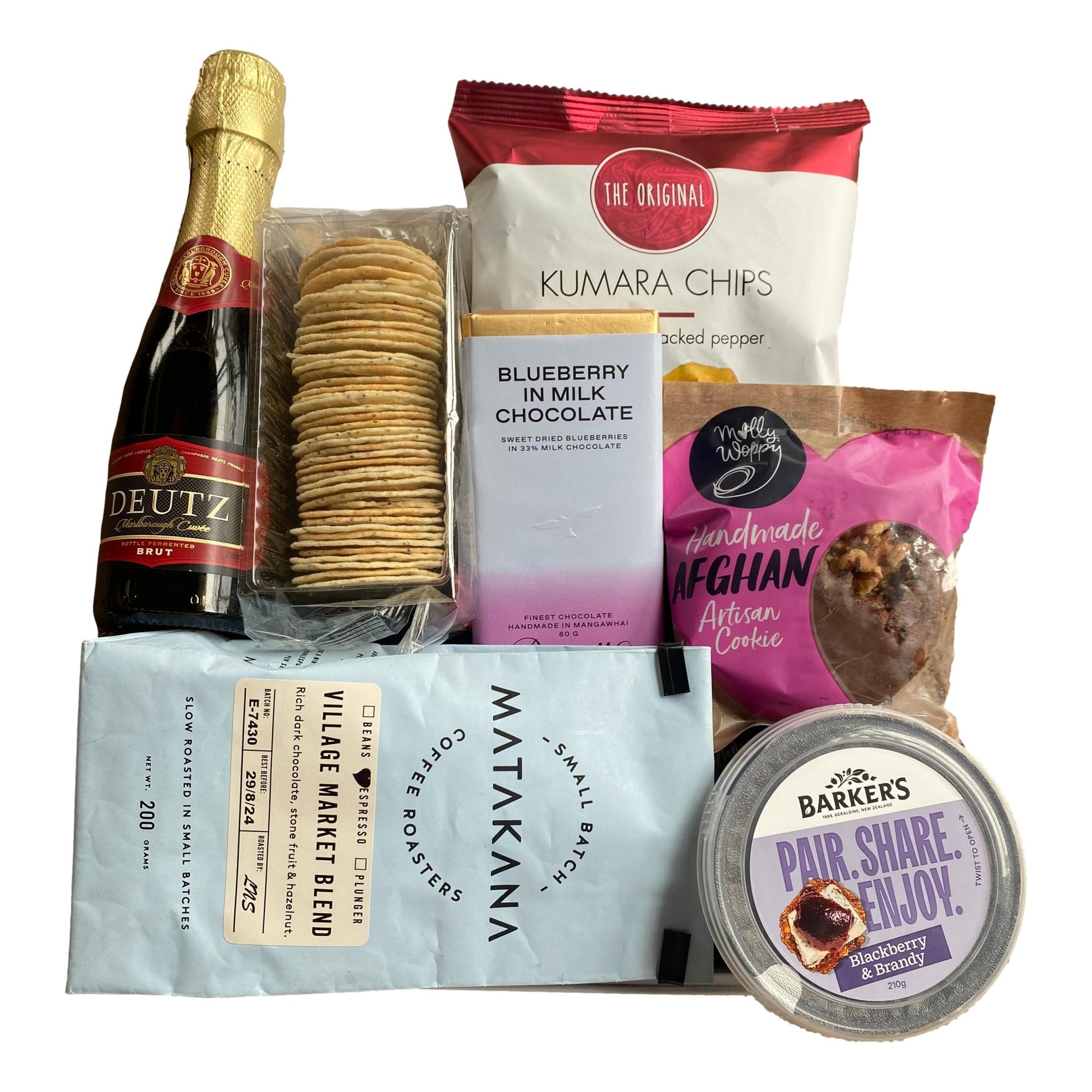 Celebration Gift Box With Bubbles, Coffee, Chocolate and Savoury Food